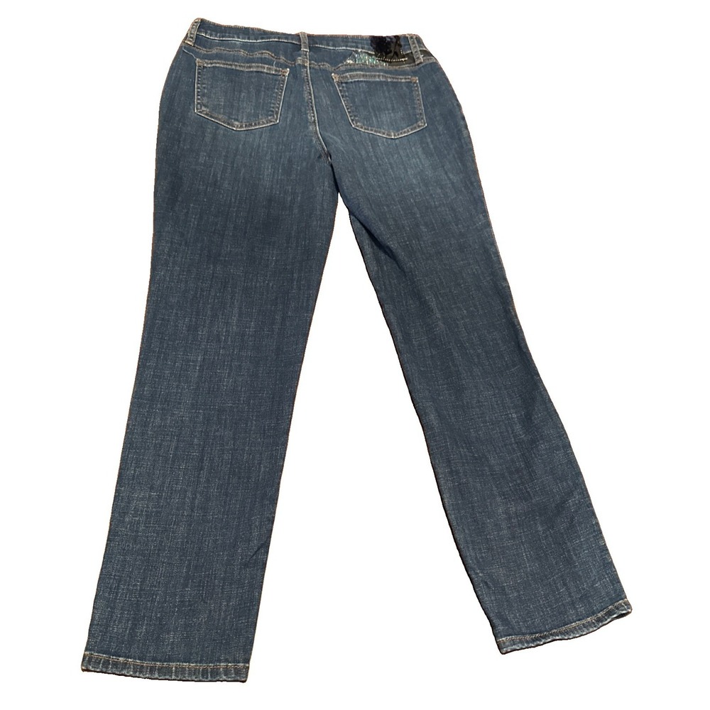 Chico's So Slimming Girlfriend Jeans 0.5R US 6 Patchwork Slim Ankle Blue - Picture 9 of 10